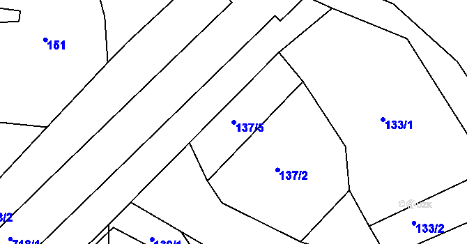 Parcela st. 137/5 v KÚ Lomnice u Sokolova, Katastrální mapa