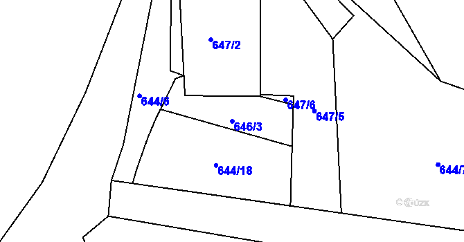 Parcela st. 646/3 v KÚ Lomnice u Sokolova, Katastrální mapa