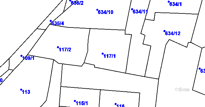 Parcela st. 117/1 v KÚ Lomnice u Sokolova, Katastrální mapa
