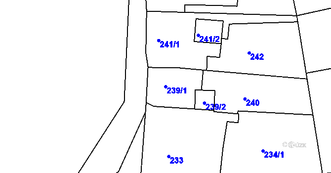 Parcela st. 239/1 v KÚ Lomnice u Sokolova, Katastrální mapa