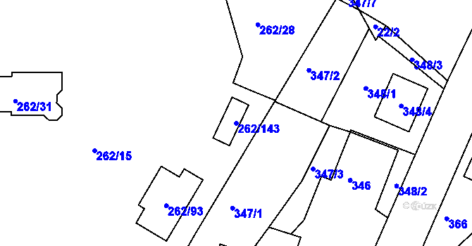 Parcela st. 262/143 v KÚ Týn u Lomnice, Katastrální mapa