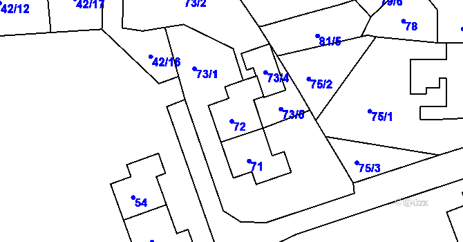 Parcela st. 72 v KÚ Týn u Lomnice, Katastrální mapa