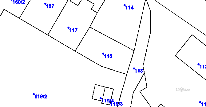 Parcela st. 115 v KÚ Týn u Lomnice, Katastrální mapa