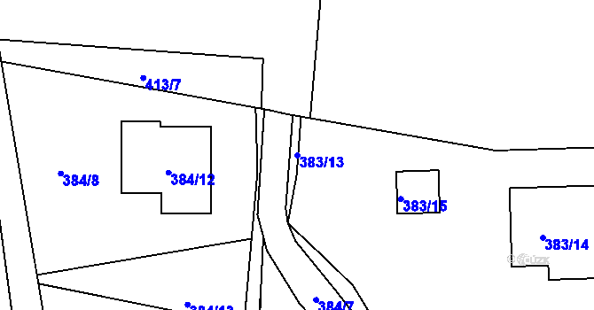 Parcela st. 383/13 v KÚ Týn u Lomnice, Katastrální mapa