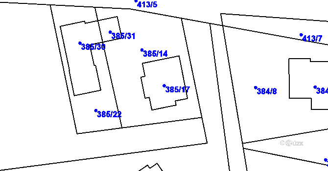 Parcela st. 385/17 v KÚ Týn u Lomnice, Katastrální mapa