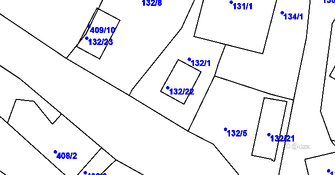 Parcela st. 132/22 v KÚ Týn u Lomnice, Katastrální mapa