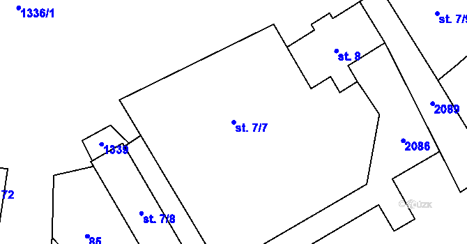 Parcela st. 7/7 v KÚ Lomnice u Tišnova, Katastrální mapa