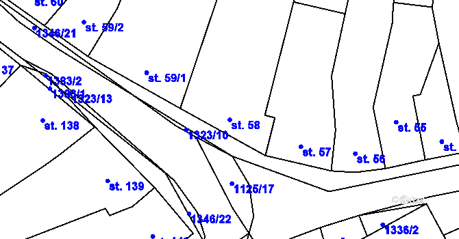 Parcela st. 58 v KÚ Lomnice u Tišnova, Katastrální mapa
