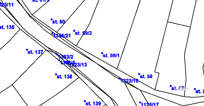 Parcela st. 59/1 v KÚ Lomnice u Tišnova, Katastrální mapa