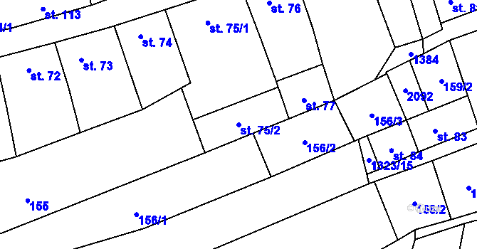 Parcela st. 75/2 v KÚ Lomnice u Tišnova, Katastrální mapa