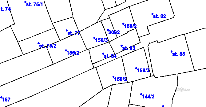 Parcela st. 84 v KÚ Lomnice u Tišnova, Katastrální mapa