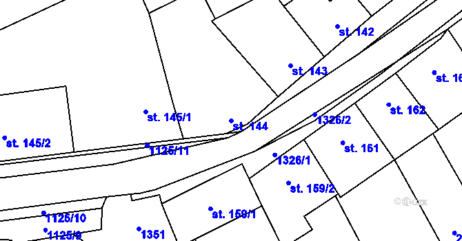 Parcela st. 144 v KÚ Lomnice u Tišnova, Katastrální mapa