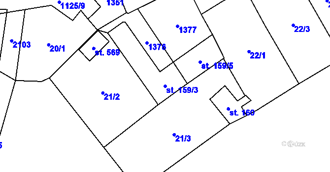 Parcela st. 159/3 v KÚ Lomnice u Tišnova, Katastrální mapa