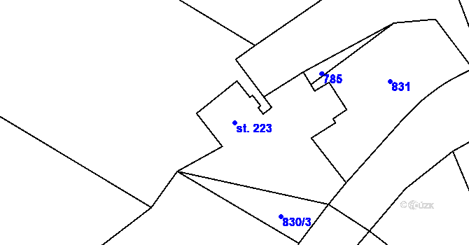 Parcela st. 223 v KÚ Lomnice u Tišnova, Katastrální mapa