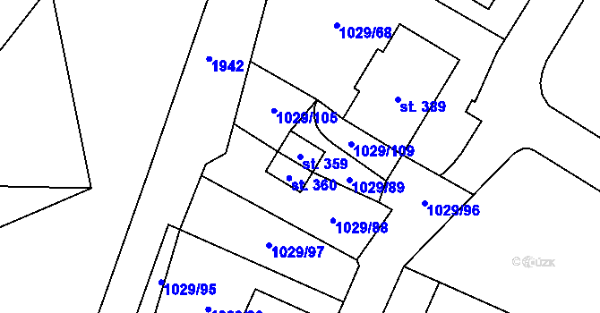 Parcela st. 359 v KÚ Lomnice u Tišnova, Katastrální mapa