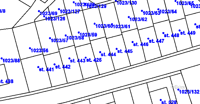 Parcela st. 444 v KÚ Lomnice u Tišnova, Katastrální mapa