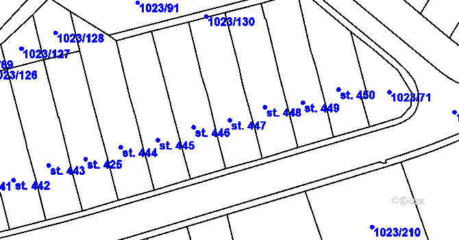 Parcela st. 447 v KÚ Lomnice u Tišnova, Katastrální mapa