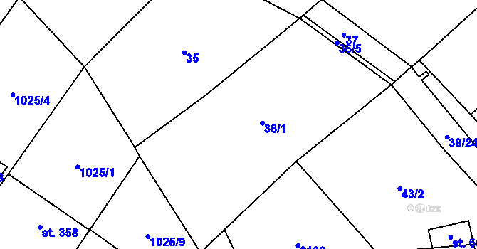 Parcela st. 36 v KÚ Lomnice u Tišnova, Katastrální mapa