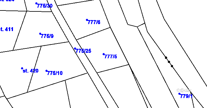 Parcela st. 777/5 v KÚ Lomnice u Tišnova, Katastrální mapa