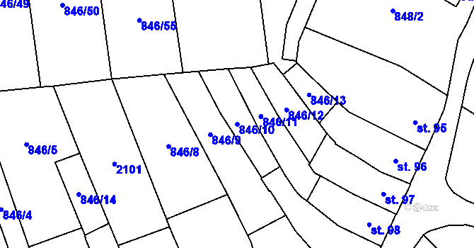 Parcela st. 846/10 v KÚ Lomnice u Tišnova, Katastrální mapa