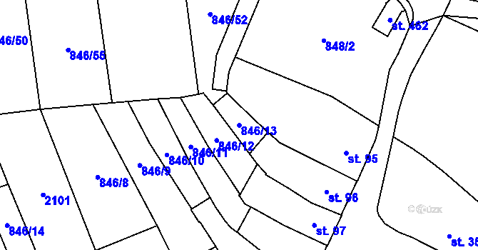 Parcela st. 846/13 v KÚ Lomnice u Tišnova, Katastrální mapa