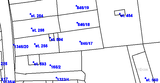 Parcela st. 846/17 v KÚ Lomnice u Tišnova, Katastrální mapa