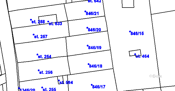 Parcela st. 846/19 v KÚ Lomnice u Tišnova, Katastrální mapa