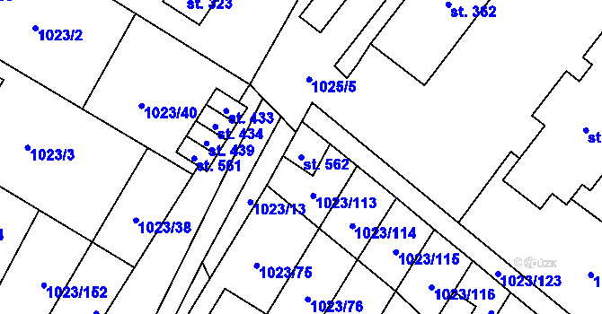 Parcela st. 562 v KÚ Lomnice u Tišnova, Katastrální mapa