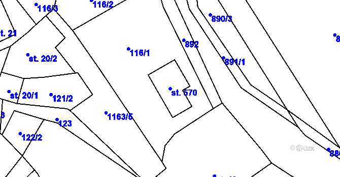 Parcela st. 570 v KÚ Lomnice u Tišnova, Katastrální mapa