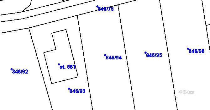Parcela st. 846/94 v KÚ Lomnice u Tišnova, Katastrální mapa