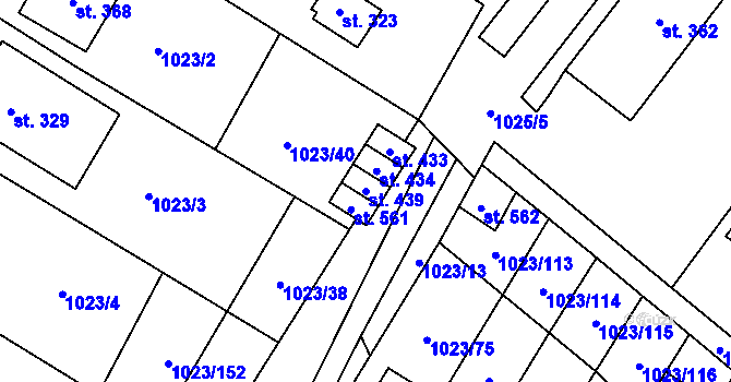 Parcela st. 439 v KÚ Lomnice u Tišnova, Katastrální mapa