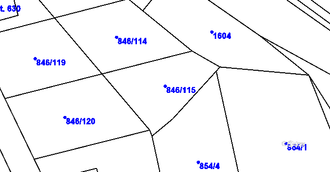 Parcela st. 846/115 v KÚ Lomnice u Tišnova, Katastrální mapa