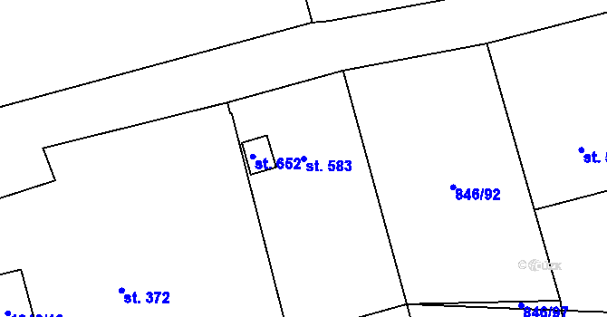 Parcela st. 583 v KÚ Lomnice u Tišnova, Katastrální mapa