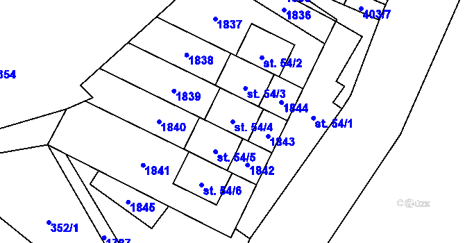 Parcela st. 54/4 v KÚ Lomnice u Rýmařova, Katastrální mapa