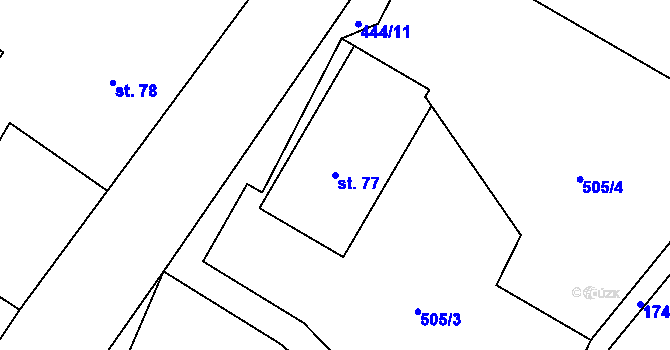 Parcela st. 77 v KÚ Lomnice u Rýmařova, Katastrální mapa