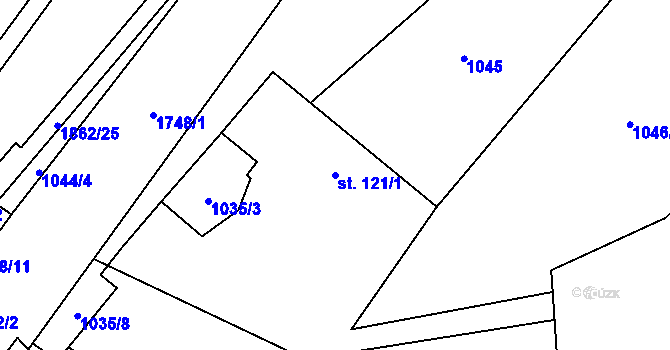 Parcela st. 121/1 v KÚ Lomnice u Rýmařova, Katastrální mapa