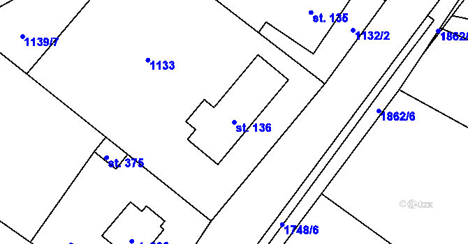 Parcela st. 136 v KÚ Lomnice u Rýmařova, Katastrální mapa
