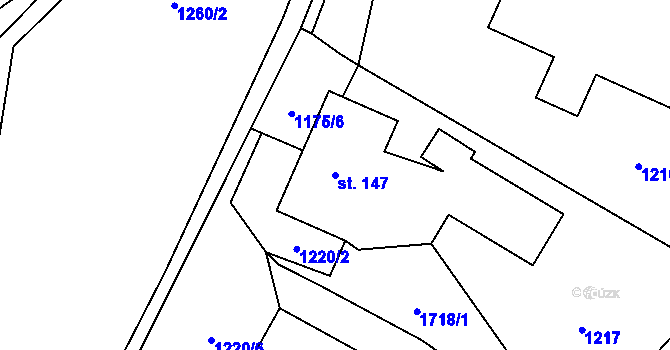 Parcela st. 147 v KÚ Lomnice u Rýmařova, Katastrální mapa