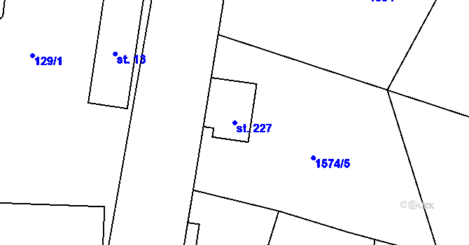 Parcela st. 227 v KÚ Lomnice u Rýmařova, Katastrální mapa