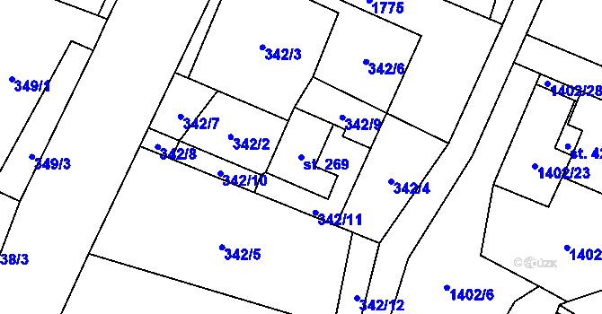 Parcela st. 269 v KÚ Lomnice u Rýmařova, Katastrální mapa