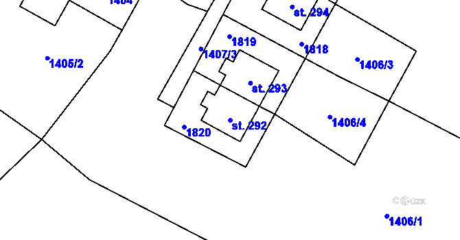 Parcela st. 292 v KÚ Lomnice u Rýmařova, Katastrální mapa