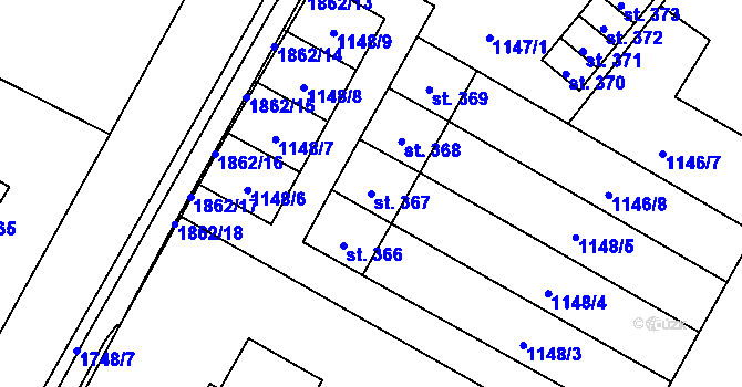 Parcela st. 367 v KÚ Lomnice u Rýmařova, Katastrální mapa
