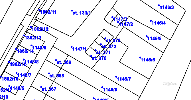 Parcela st. 371 v KÚ Lomnice u Rýmařova, Katastrální mapa