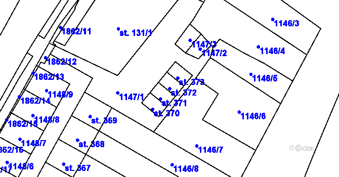 Parcela st. 372 v KÚ Lomnice u Rýmařova, Katastrální mapa