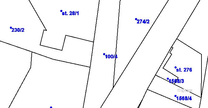 Parcela st. 100/4 v KÚ Lomnice u Rýmařova, Katastrální mapa