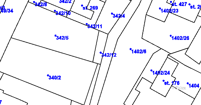 Parcela st. 342/12 v KÚ Lomnice u Rýmařova, Katastrální mapa