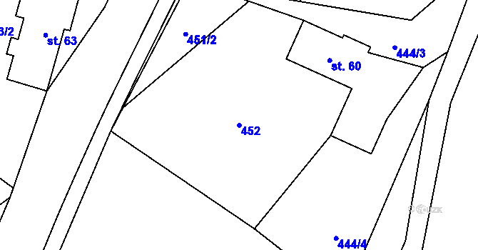 Parcela st. 452 v KÚ Lomnice u Rýmařova, Katastrální mapa