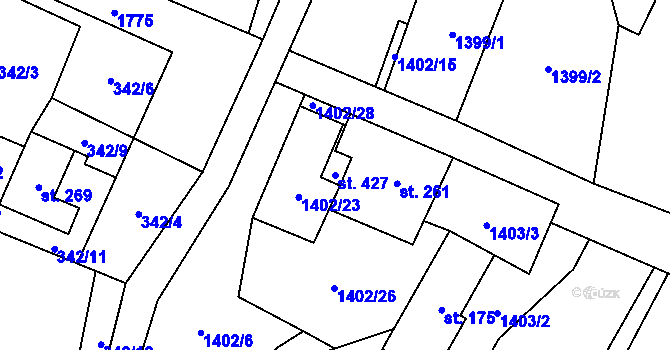 Parcela st. 427 v KÚ Lomnice u Rýmařova, Katastrální mapa