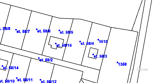 Parcela st. 58/4 v KÚ Tylov, Katastrální mapa