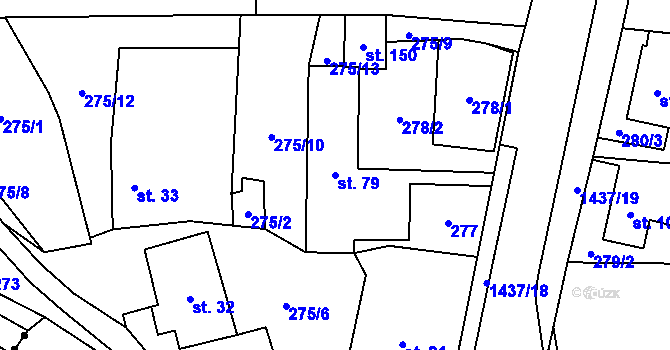 Parcela st. 79 v KÚ Tylov, Katastrální mapa